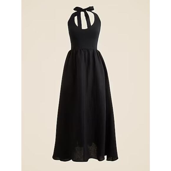 J Crew Mixy Halter Dress XS 0 2 Black NWT CL648 J.Crew Resort Travel Midi - Picture 4 of 5